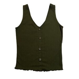 Caution To The Wind V-Neck Sleeveless Ribbed Tank Top Size Small Boho Casual